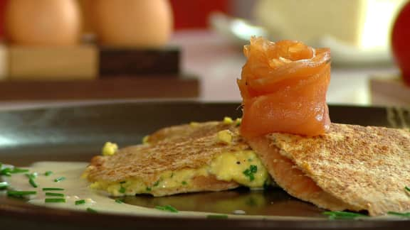 Quesadillas à la brouillade d’oeufs au saumon fumé