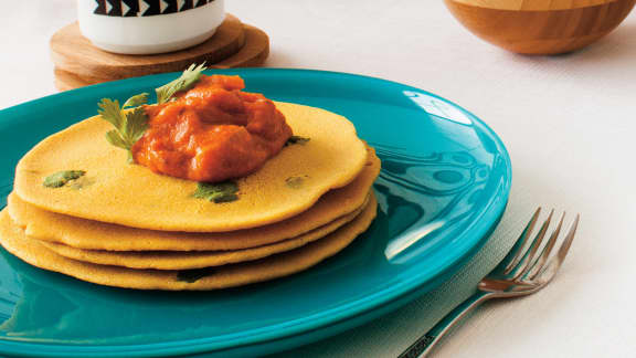 Crêpes indiennes et sauce sambar