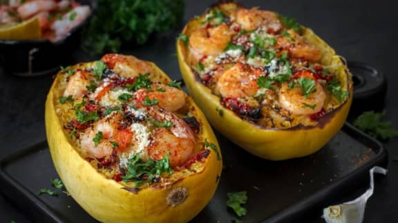 Lion (23 juillet - 22 août) : Courge spaghetti aux crevettes et basilic