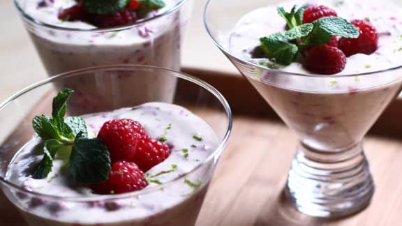 Crème mascarpone onctueuse à la framboise et lime