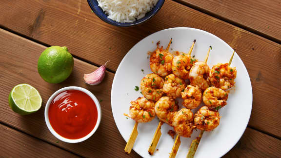 Crevettes BBQ à la menthe et au Grand Marnier
