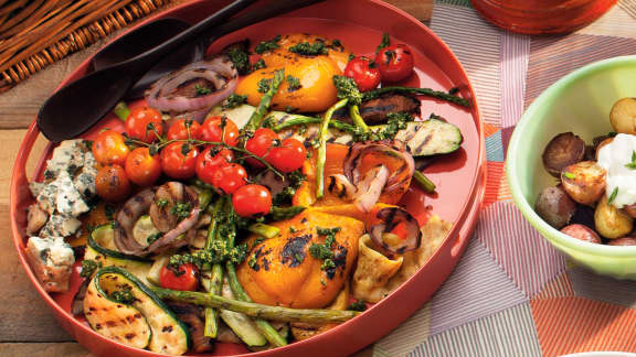 Salade de légumes grillés et pistou de verdure