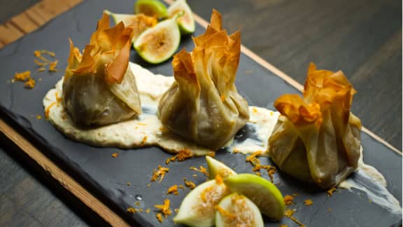 Baluchons de figues vertes rôties