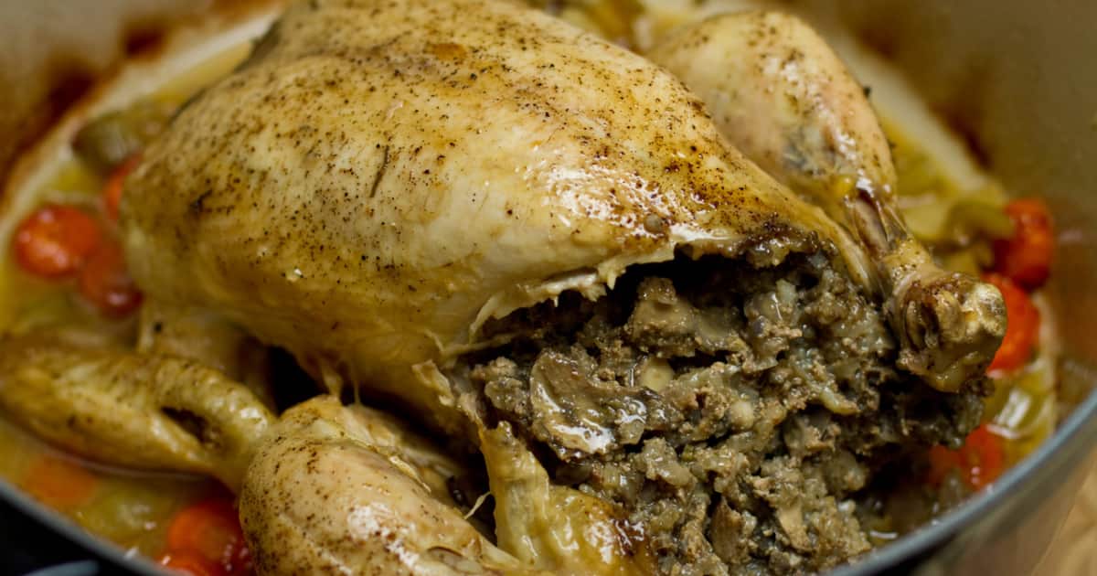 Poulet farci aux foies de volailles Zeste
