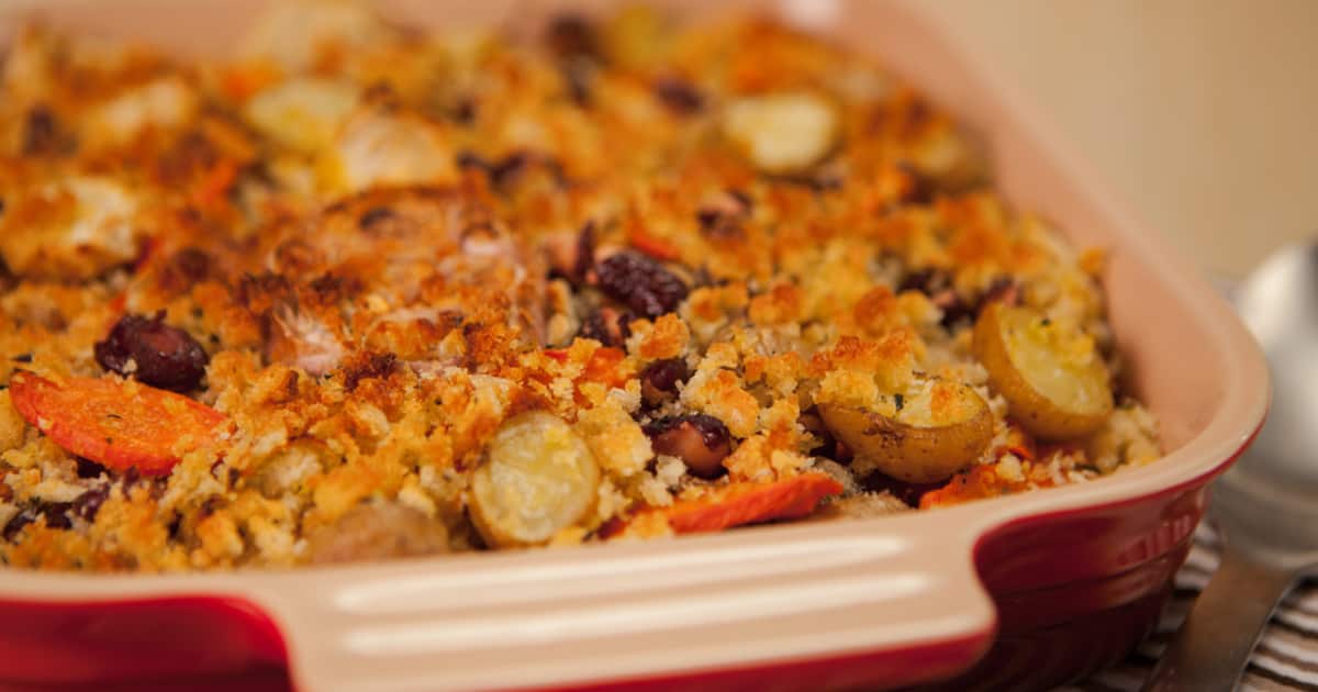Casserole de légumes rôtis et haricots rouges à la sarriette Zeste