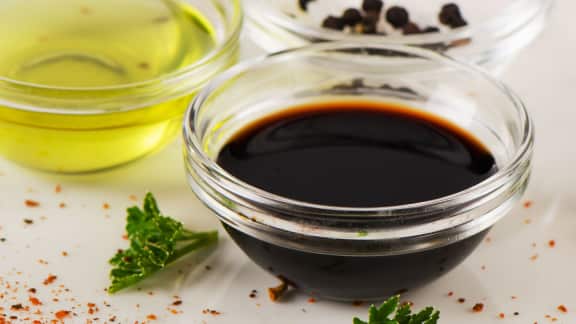 vinaigrette aux lardons et vinaigre balsamique
