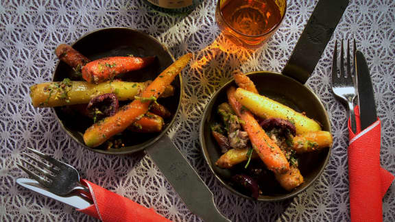 poêlée de légumes avec beurre composé aux sardines