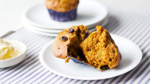 muffins à la citrouille, mélasse et raisins