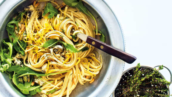 Linguines à la roquette et au fromage bleu