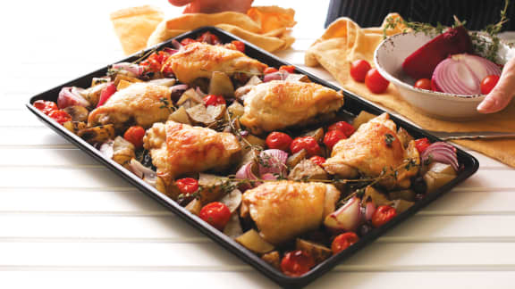 4 recettes de poulet à cuire sur une plaque