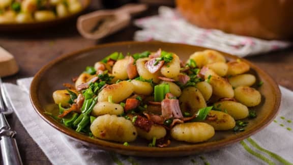 Gnocchis au brocoli et lardons