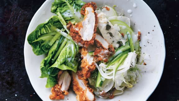 Salade de poulet croustillant et vinaigrette au babeurre