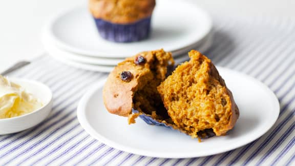 Muffins à la citrouille, mélasse et raisins