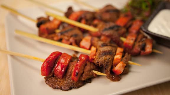 Brochettes de boeuf et chorizo