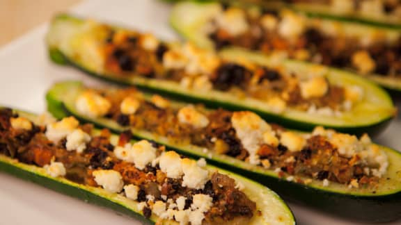 Courgettes farcies aux raisins secs