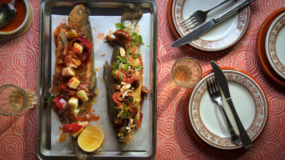 Lundi : Truite serrano au beurre de pomme