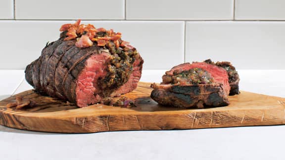 Filet de bœuf fruits secs et bacon