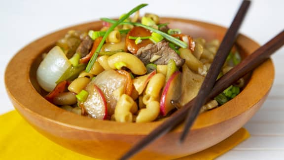 Lundi : Macaroni chinois sauté au boeuf