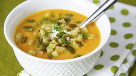 Potage citrouille, poires et fenouil