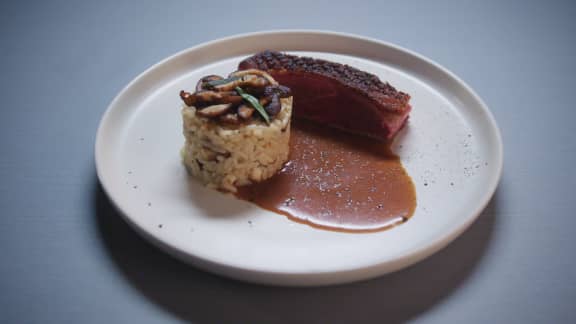 Mardi : Magret de ​​canard et risotto aux champignons