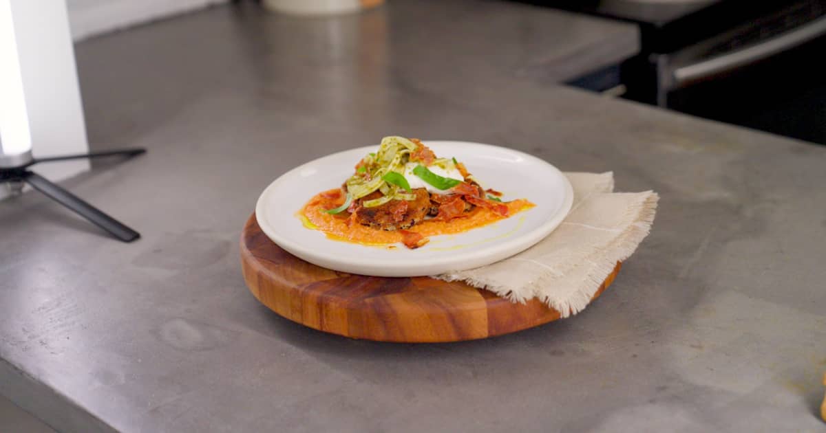 Aubergine parmigiana déconstruite Zeste