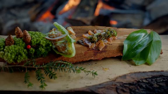 Duo de tartare et ceviche de truite pêchée à la main