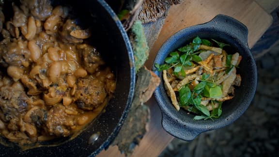 Goulash forestier aux boulettes d’ours et salade boréale