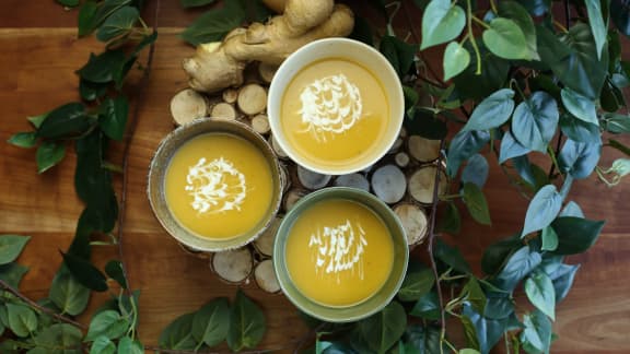 Potage de courge grillée au four