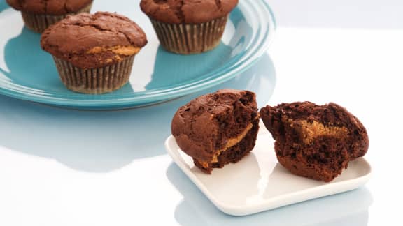 Muffins choco, bananes et noisettes