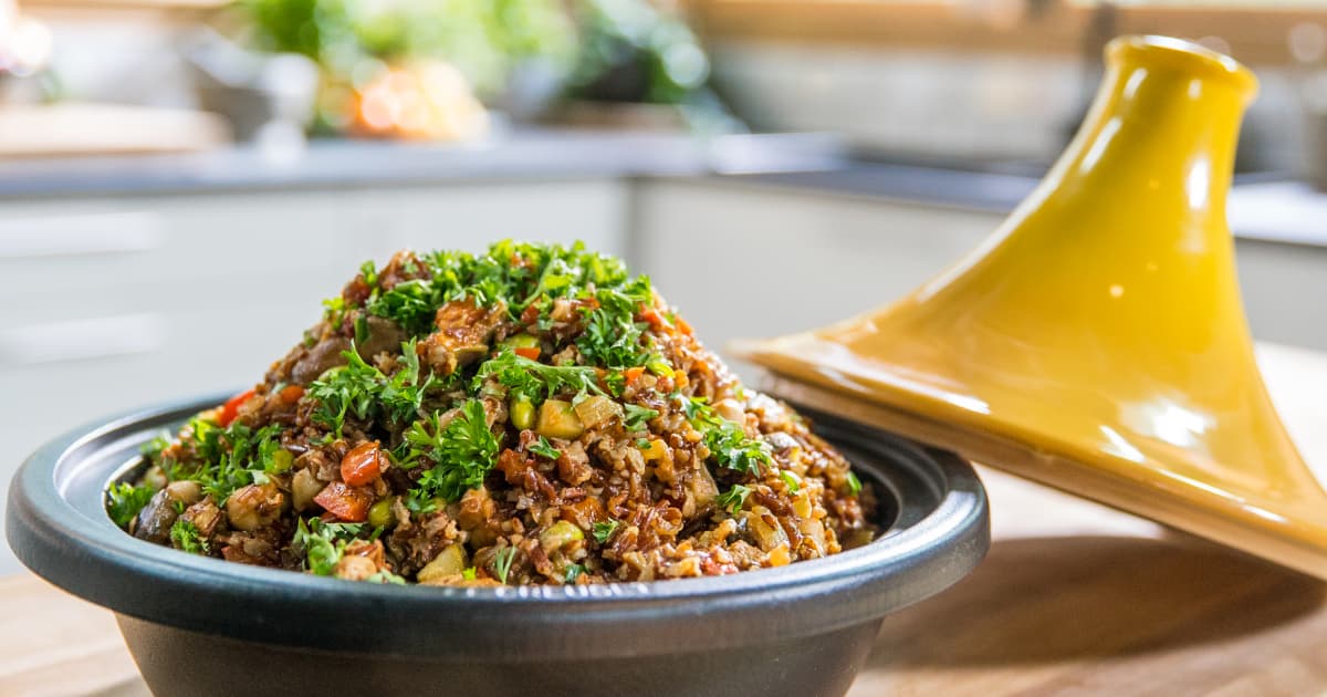 Tajine de riz rouge aux merguez Zeste