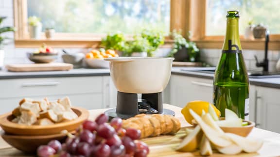 Fondue au champagne et aux fromages légers