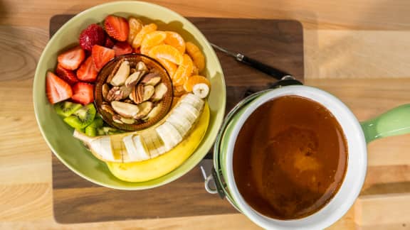 Fondue chocolat noir et lait évaporé