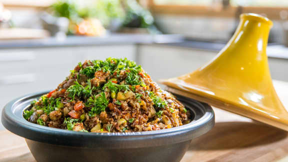 Jeudi : Tajine de riz rouge aux merguez