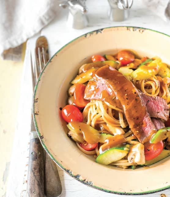 Linguines de chevreuil et légumes