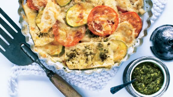 Casserole de tofu et de légumes au fromage gratiné