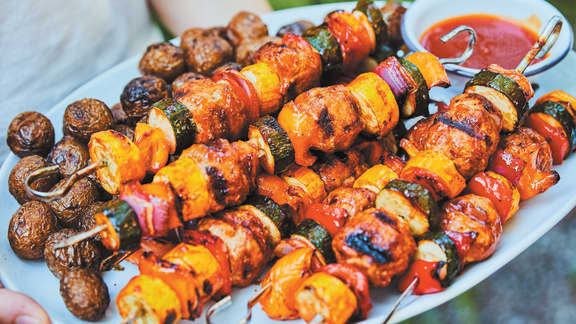 Brochettes de boulettes BBQ