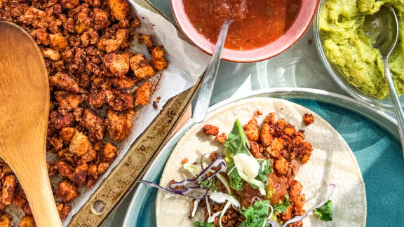 Tacos végétarien au tofu façon boeuf haché