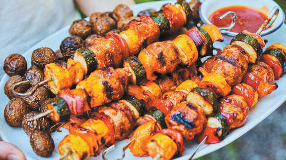 Brochettes de boulettes BBQ