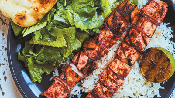 Brochettes de tofu tandoori