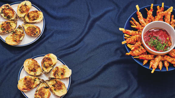Brochettes de crevettes et sauce cocktail maison