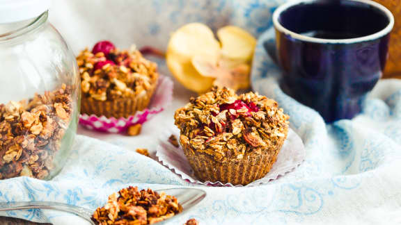 Muffins de quinoa aux pommes, canneberges et érable (sans gluten)