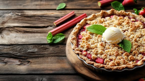 Croustade rhubarbe, fraises et pommes