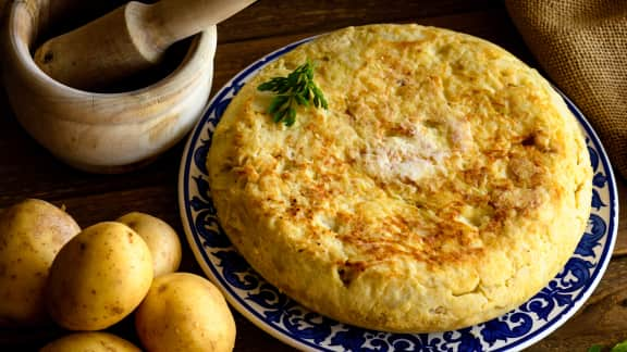 Tortilla de pommes de terre aux oignons verts