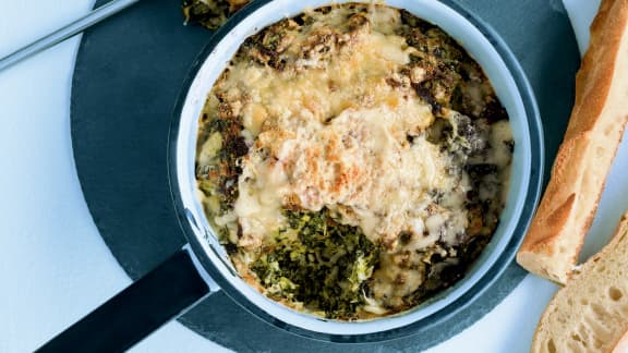 Gratin d'épinards et de poireaux