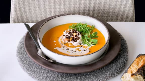 Potage de courge au café