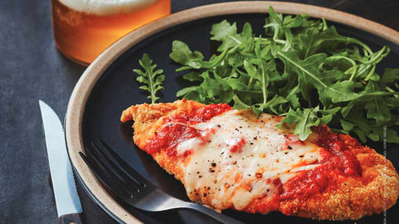 Poulet parmigiana en croûte d'amandes