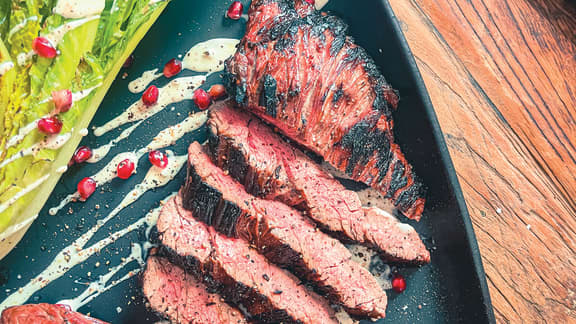 Bavette marinée sur salade