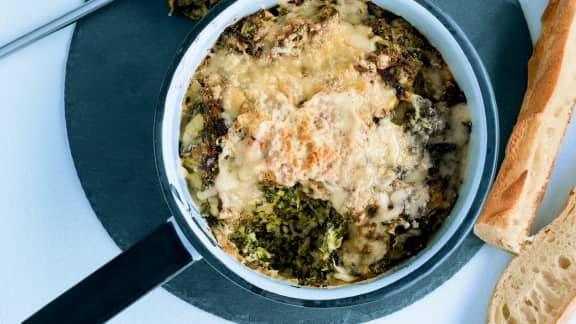 Gratin d'épinards et de poireaux