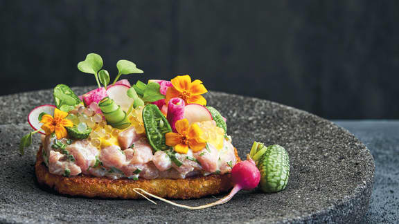 Tartare de veau, hashbrown et herbes