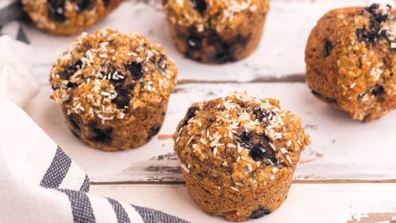 Février : Muffins à l'avoine, aux bleuets et à l'érable
